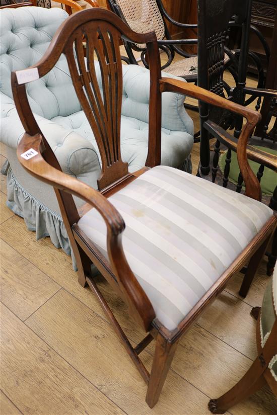 A Chippendale style mahogany elbow chair